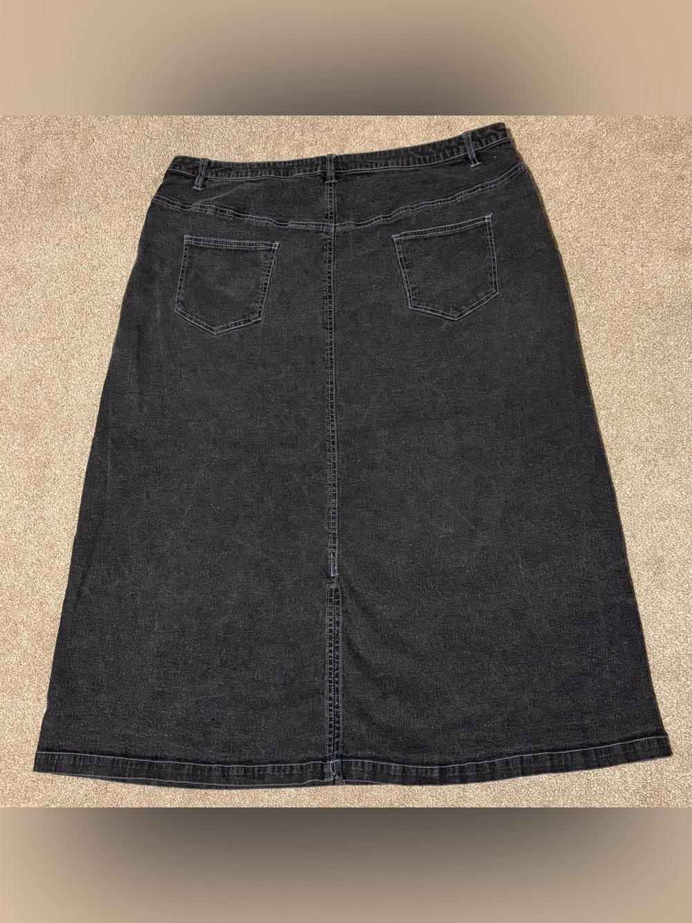 Denim 24/7 Womens Midi Jean Skirt Cargo Zip Pockets Y2K Gray, Sz 24W - Picture 2 of 8